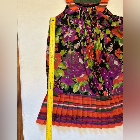 Lane Bryant sleeveless floral & striped pattern dress w/pleated hem. Sz-14. X14 - Picture 10 of 10